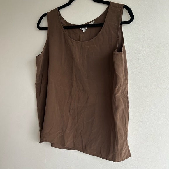 Vintage silk Brown Sleeveless Women's Top - Picture 2 of 3